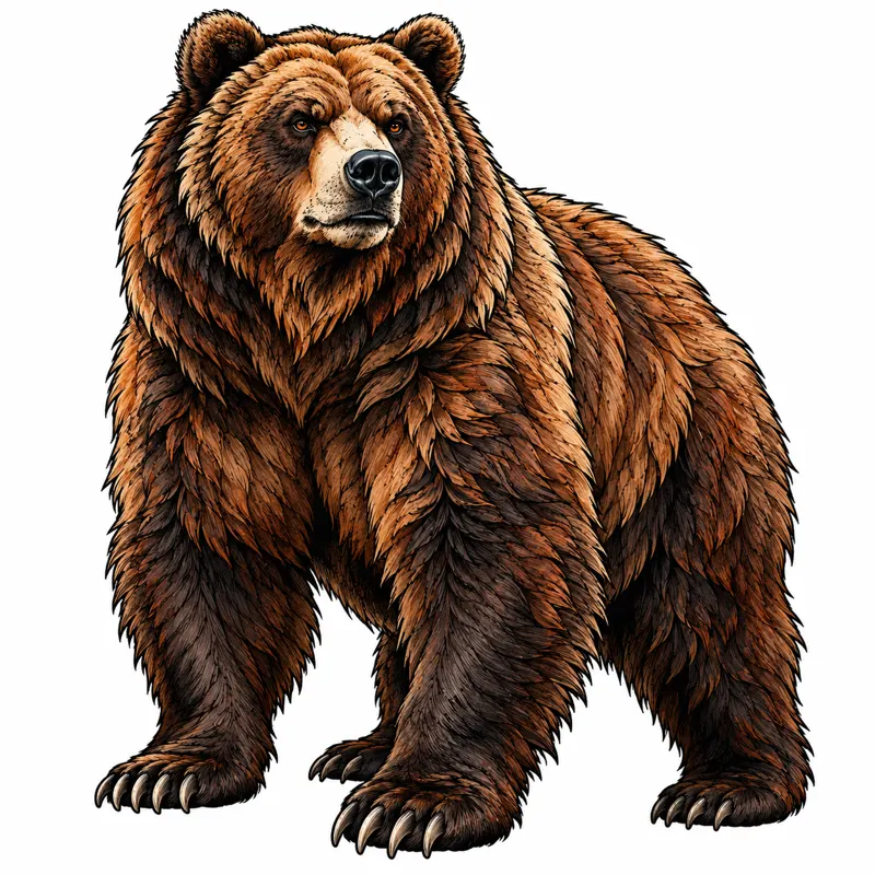 Bear tattoo design concept, neo-traditional colour, suited to upper arm, chest, calf