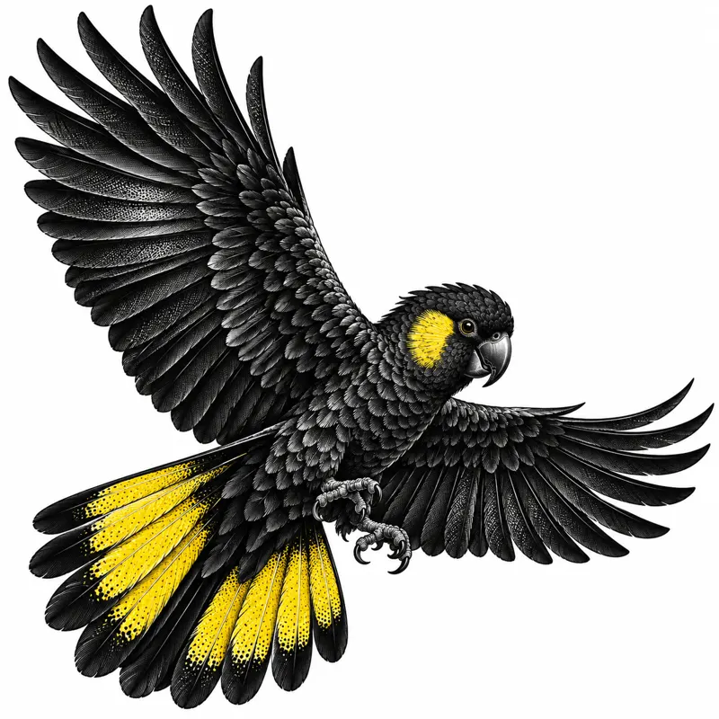 Black cockatoo tattoo design concept, heavy blackwork, suited to wrist, forearm, ankle