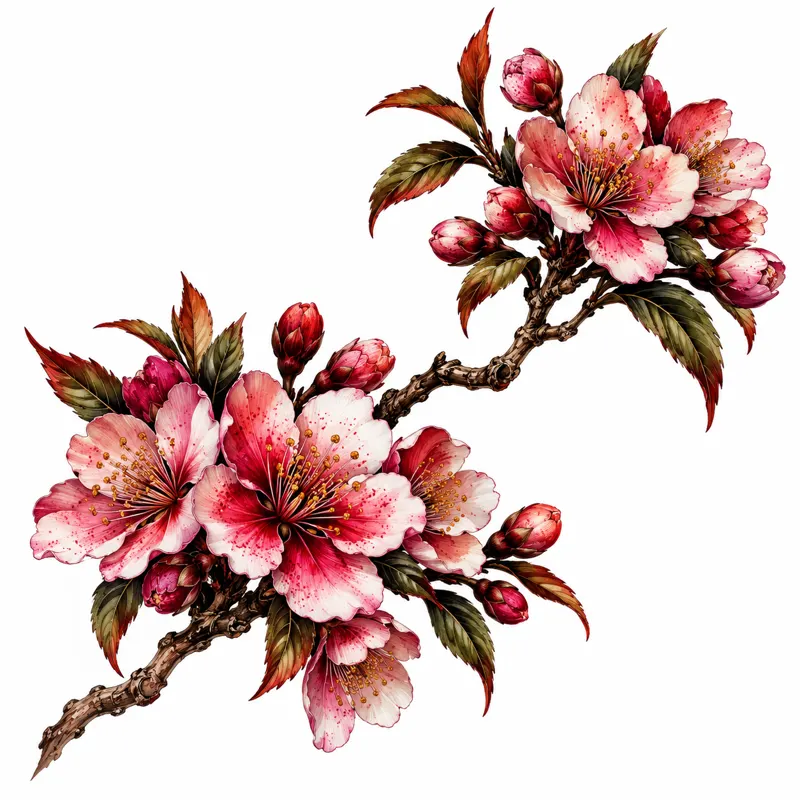 Cherry blossom tattoo design concept, colour realism, suited to shoulder, forearm, ribs