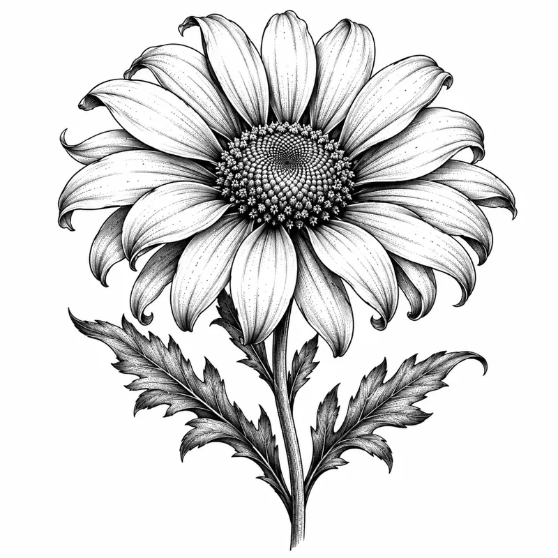 Daisy tattoo design concept, bold fine line, suited to wrist, ankle, shoulder