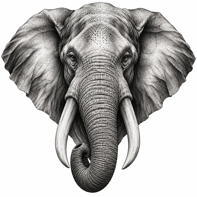 Elephant tattoo design concept, illustrative, realism, suited to forearm, shoulder, calf