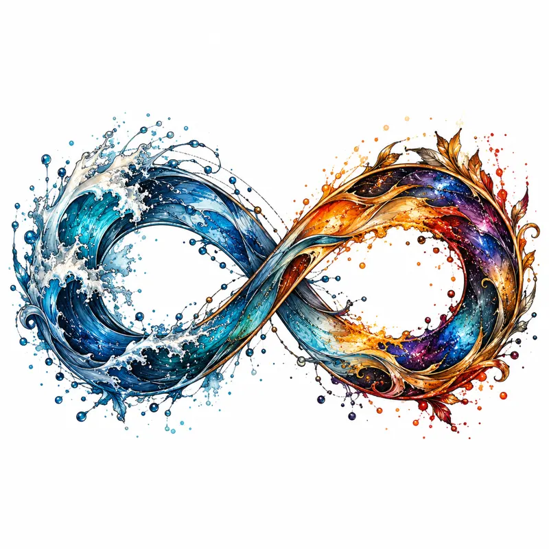 Infinity symbol tattoo design concept, artsy illustrative watercolour, suited to wrist, ankle, forearm
