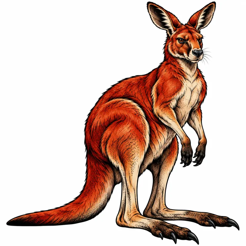Kangaroo tattoo design concept, neo-traditional colour, suited to forearm, calf, shoulder