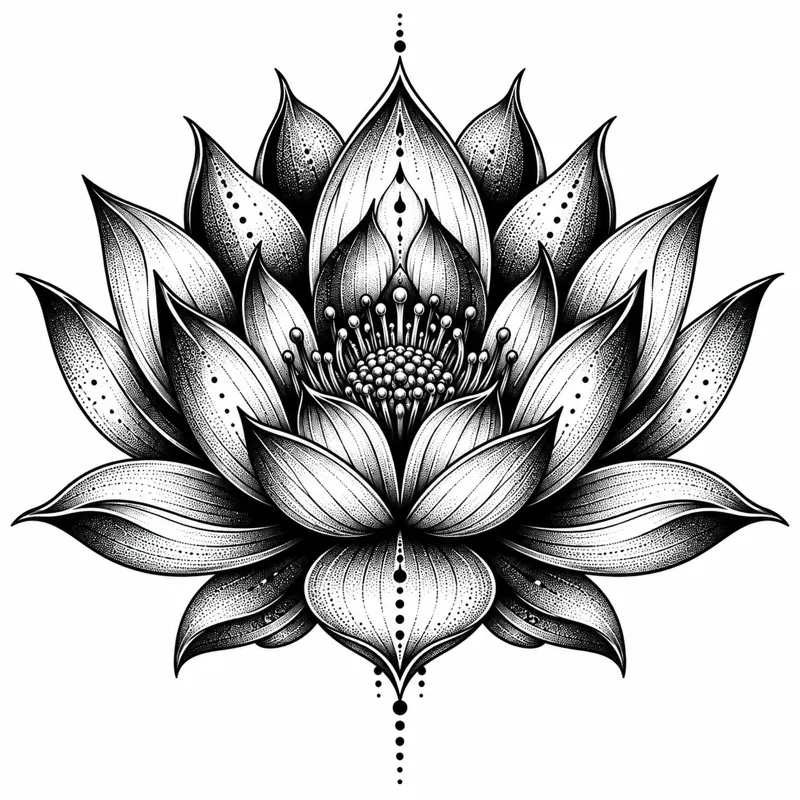 Lotus tattoo design concept, heavy blackwork, suited to wrist, sternum, forearm