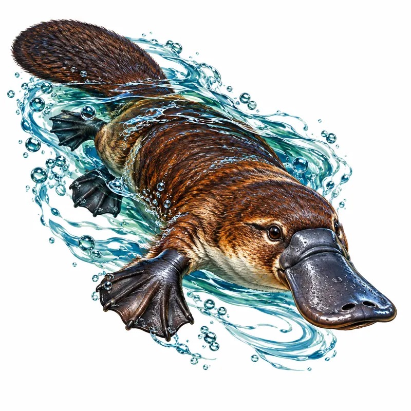 Platypus tattoo design concept, colour realism, suited to forearm, ankle, shoulder
