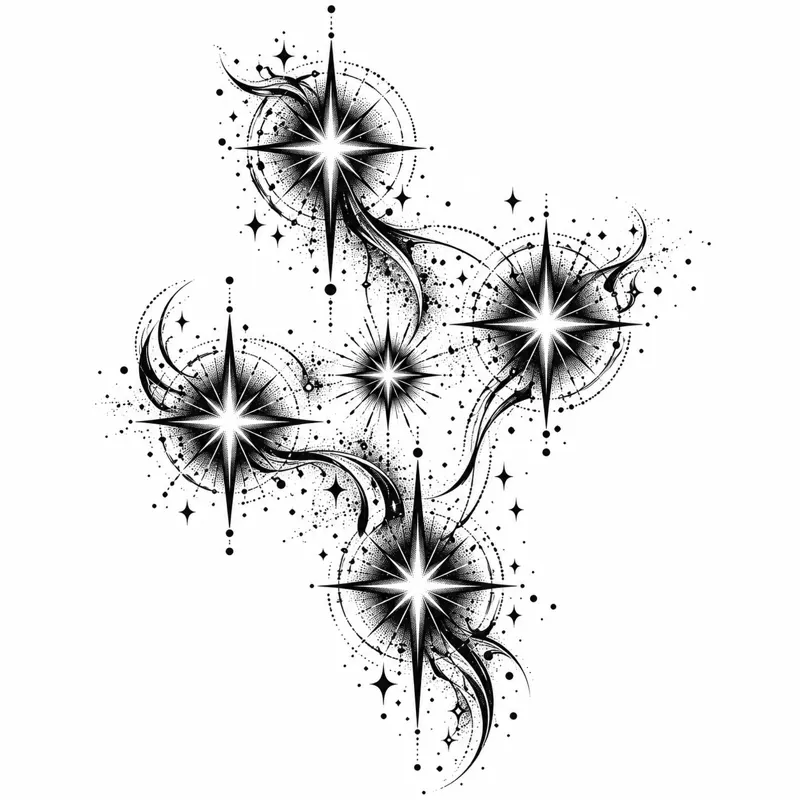 Southern Cross tattoo design concept, heavy blackwork, suited to shoulder, forearm, ankle
