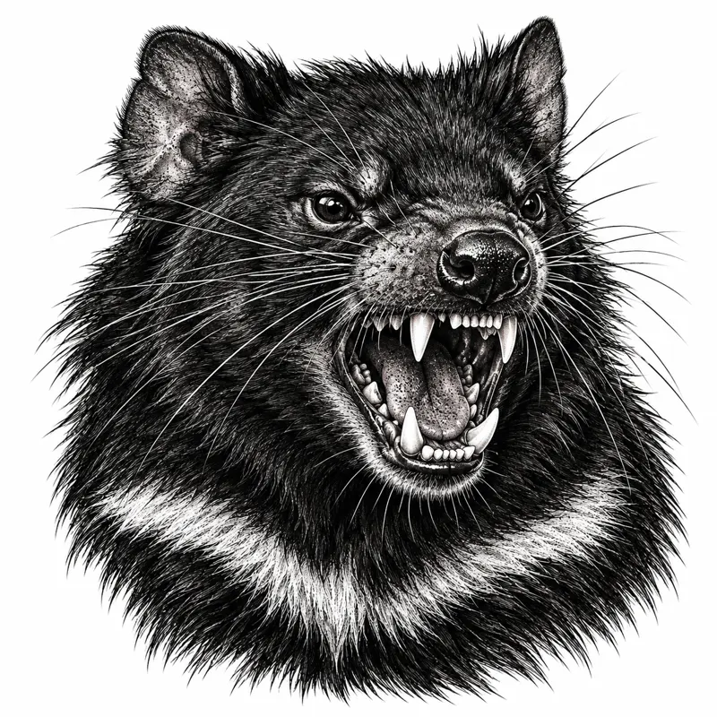 Tasmanian devil tattoo design concept, black and grey realism, suited to forearm, calf, upper arm