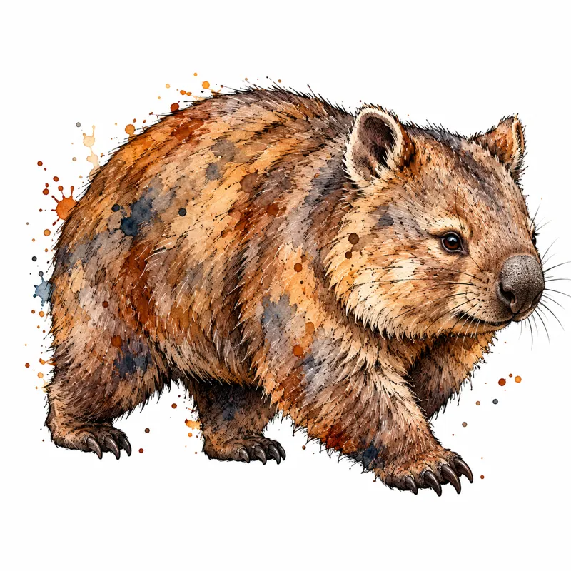 Wombat tattoo design concept, artsy illustrative watercolour, suited to forearm, ankle, calf