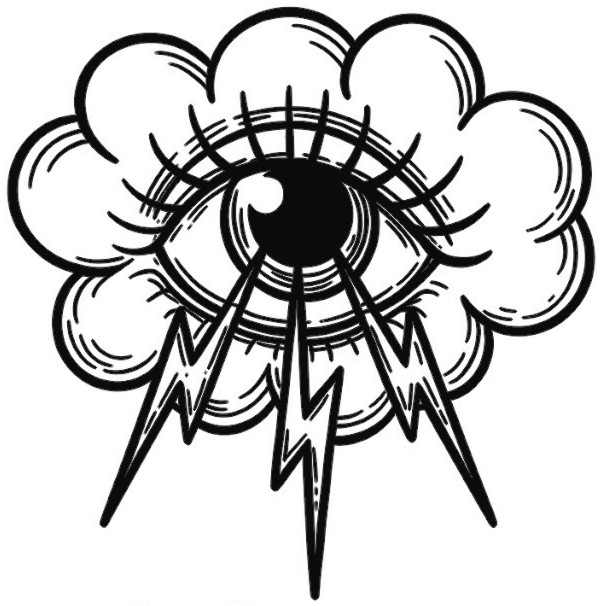 Hobart Tattoos logo: eye in a storm cloud with lightning