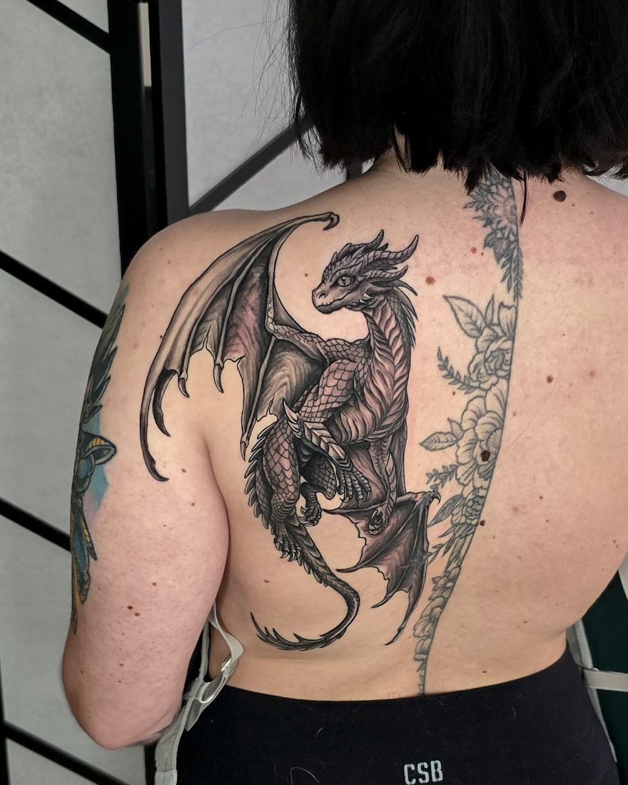 dragon back tattoo by Bruno at Hobart Tattoos