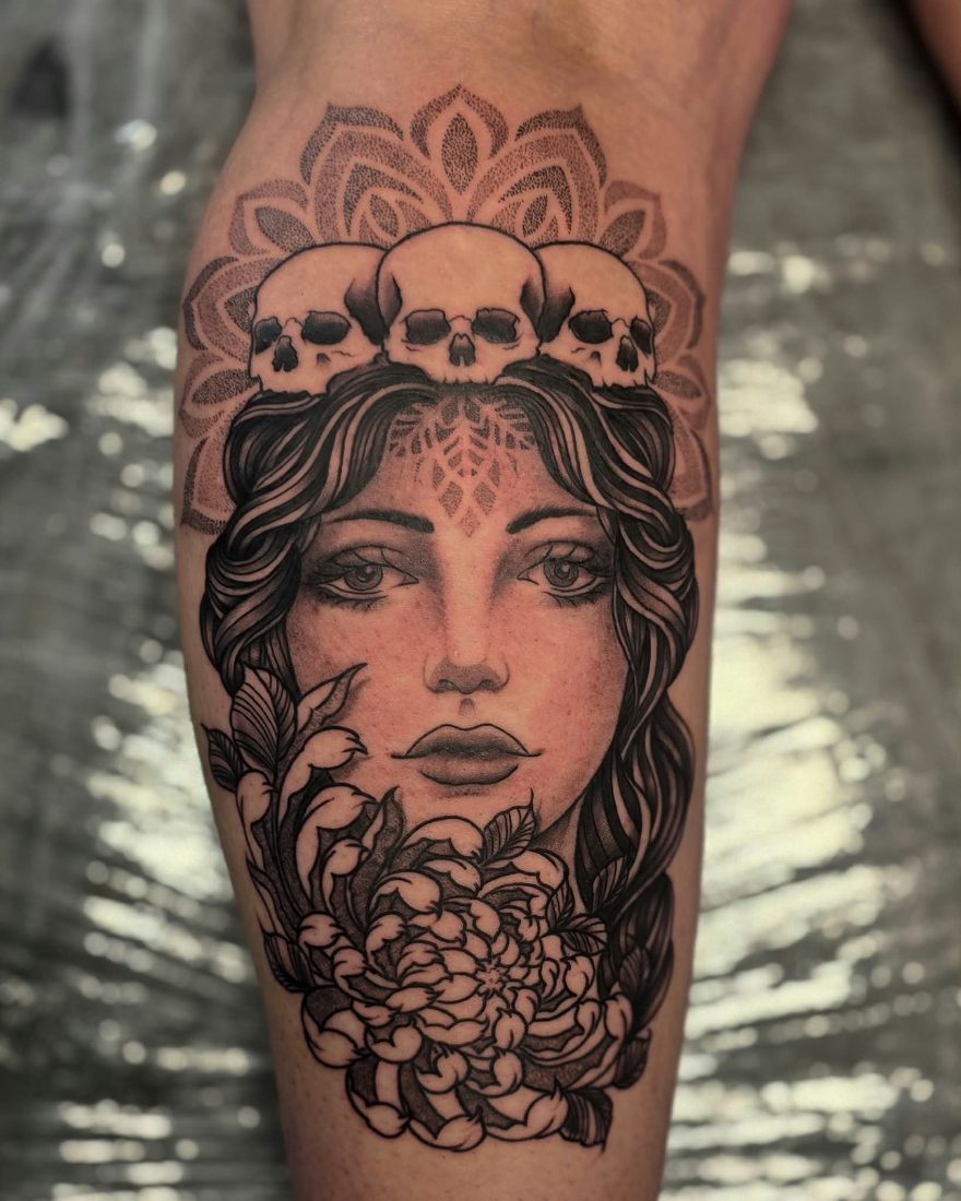 skull crown tattoo by Bruno at Hobart Tattoos